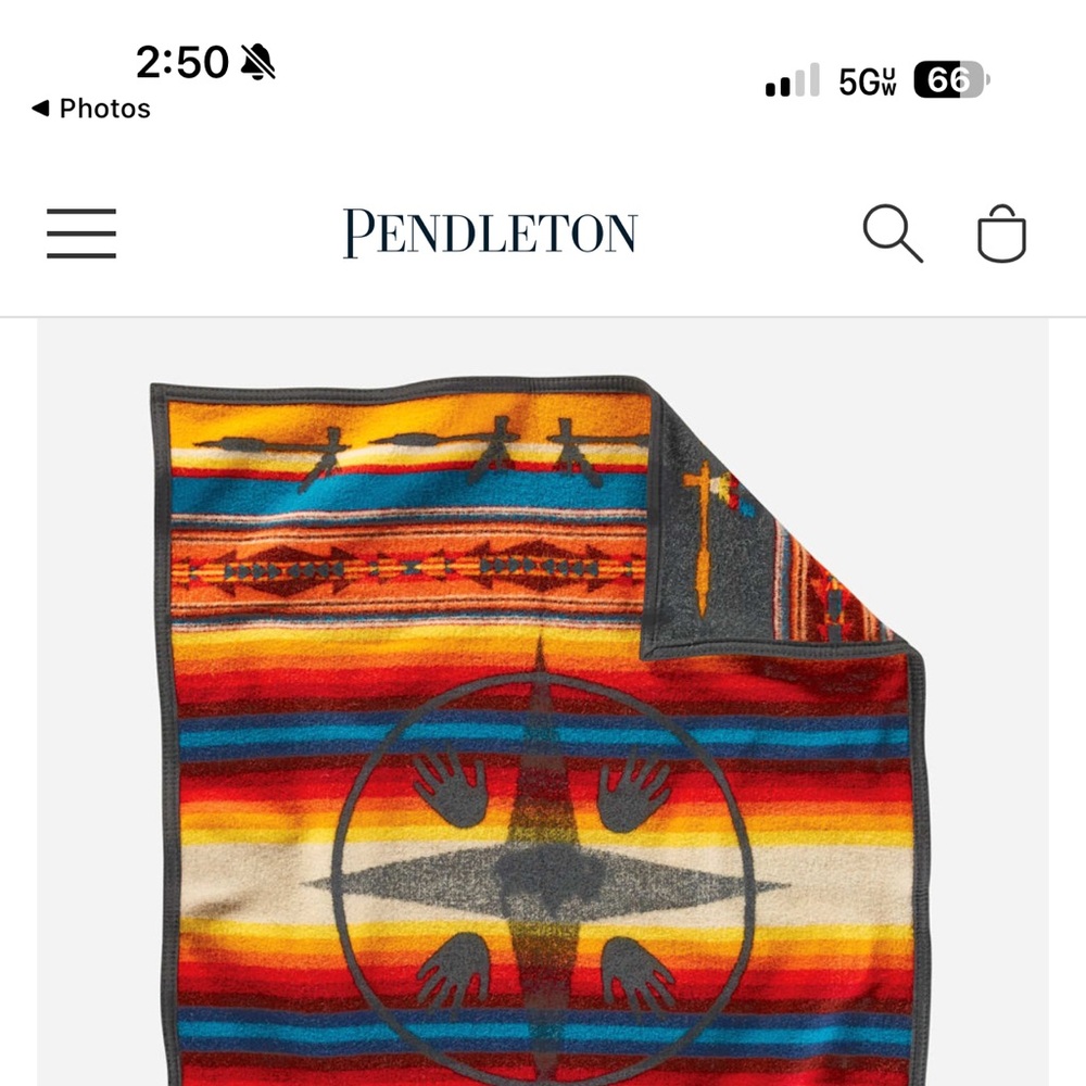 Pendleton Oxford Blanket with Buffalo and Geometric Design